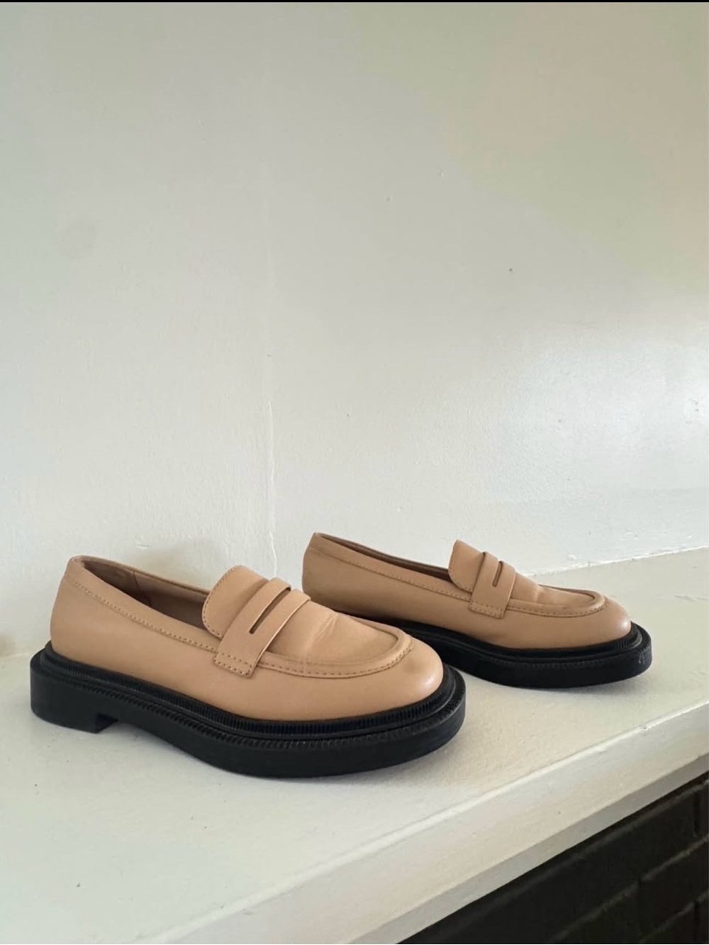 Charles & Keith Nude Penny Loafers with Black Sole - Picture 3 of 3